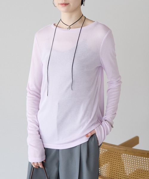 r.(アールドット)の「ボートネック シアートップス(Tシャツ/カットソー・レディース・ブラック/ライトグレー/ライトブルー/オフホワイト/ピンク/イエロー・FREE)」の6枚目の写真