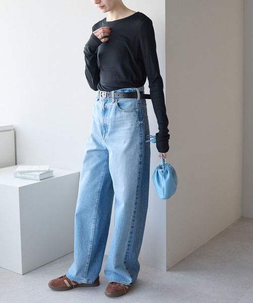 r.(アールドット)の「ボートネック シアートップス(Tシャツ/カットソー・レディース・ブラック/ライトグレー/ライトブルー/オフホワイト/ピンク/イエロー・FREE)」の13枚目の写真