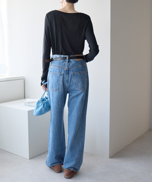 r.(アールドット)の「ボートネック シアートップス(Tシャツ/カットソー・レディース・ブラック/ライトグレー/ライトブルー/オフホワイト/ピンク/イエロー・FREE)」の14枚目の写真