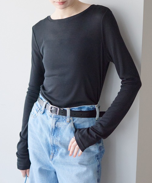 r.(アールドット)の「ボートネック シアートップス(Tシャツ/カットソー・レディース・ブラック/ライトグレー/ライトブルー/オフホワイト/ピンク/イエロー・FREE)」の16枚目の写真