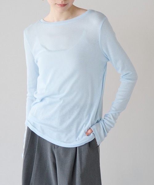 r.(アールドット)の「ボートネック シアートップス(Tシャツ/カットソー・レディース・ブラック/ライトグレー/ライトブルー/オフホワイト/ピンク/イエロー・FREE)」の17枚目の写真