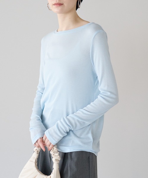 r.(アールドット)の「ボートネック シアートップス(Tシャツ/カットソー・レディース・ブラック/ライトグレー/ライトブルー/オフホワイト/ピンク/イエロー・FREE)」の19枚目の写真