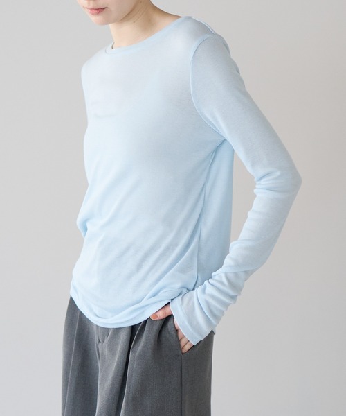 r.(アールドット)の「ボートネック シアートップス(Tシャツ/カットソー・レディース・ブラック/ライトグレー/ライトブルー/オフホワイト/ピンク/イエロー・FREE)」の20枚目の写真