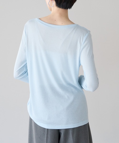 r.(アールドット)の「ボートネック シアートップス(Tシャツ/カットソー・レディース・ブラック/ライトグレー/ライトブルー/オフホワイト/ピンク/イエロー・FREE)」の21枚目の写真