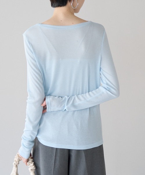 r.(アールドット)の「ボートネック シアートップス(Tシャツ/カットソー・レディース・ブラック/ライトグレー/ライトブルー/オフホワイト/ピンク/イエロー・FREE)」の22枚目の写真