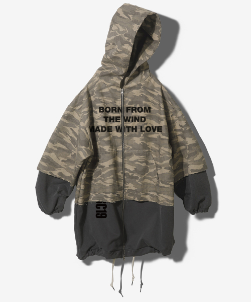 MWL RAW CUT LAYERED HOODED ZIP UP - DESERT CAMO
