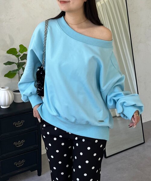 prose verse（プロズヴェール）の「ボートネック裾メタルスウェット（Tシャツ/カットソー・レディース・グレー/ブラック/レッド/サックスブルー/イエロー・FREE）」の3枚目の写真