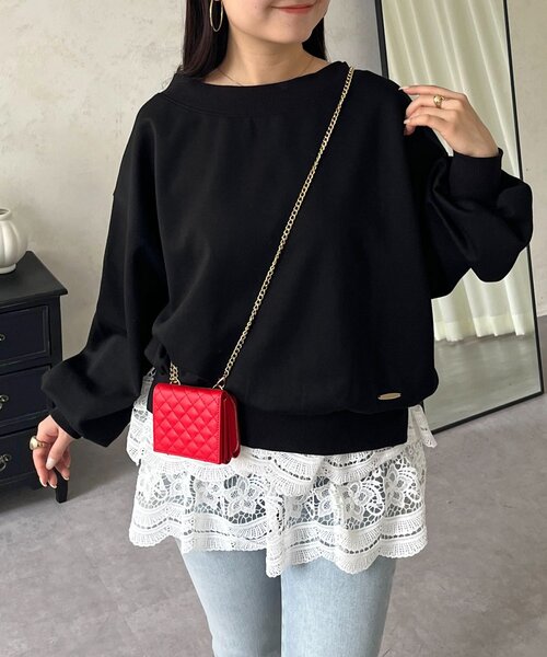 prose verse（プロズヴェール）の「ボートネック裾メタルスウェット（Tシャツ/カットソー・レディース・グレー/ブラック/レッド/サックスブルー/イエロー・FREE）」の2枚目の写真