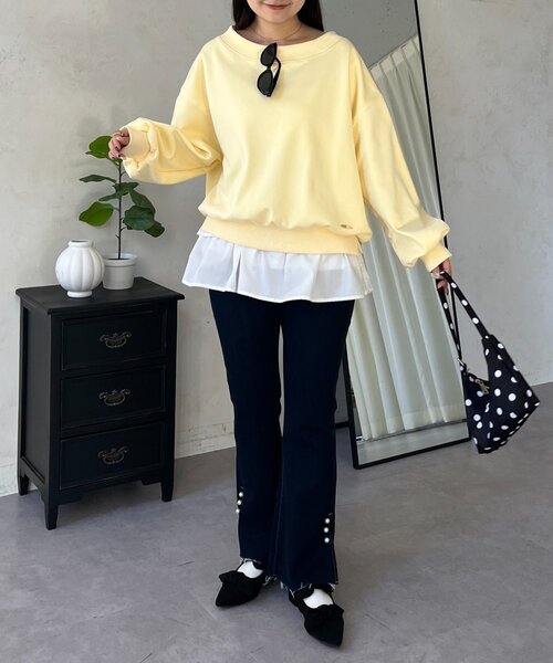 prose verse（プロズヴェール）の「ボートネック裾メタルスウェット（Tシャツ/カットソー・レディース・グレー/ブラック/レッド/サックスブルー/イエロー・FREE）」の21枚目の写真