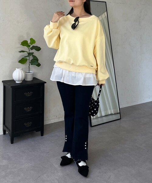 prose verse（プロズヴェール）の「ボートネック裾メタルスウェット（Tシャツ/カットソー・レディース・グレー/ブラック/レッド/サックスブルー/イエロー・FREE）」の14枚目の写真