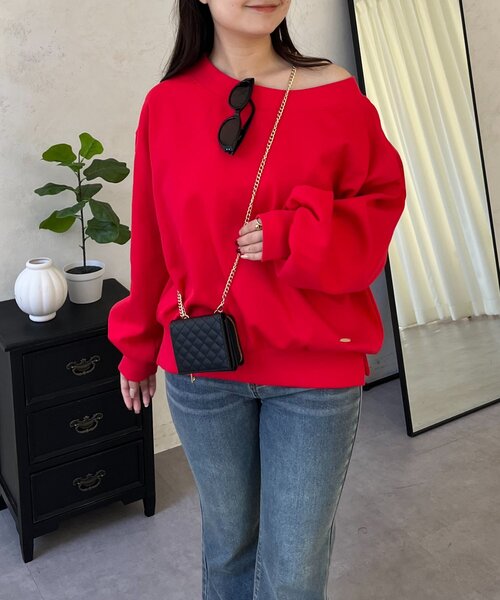 prose verse（プロズヴェール）の「ボートネック裾メタルスウェット（Tシャツ/カットソー・レディース・グレー/ブラック/レッド/サックスブルー/イエロー・FREE）」の16枚目の写真