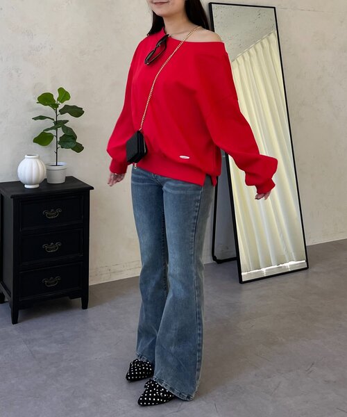 prose verse（プロズヴェール）の「ボートネック裾メタルスウェット（Tシャツ/カットソー・レディース・グレー/ブラック/レッド/サックスブルー/イエロー・FREE）」の13枚目の写真