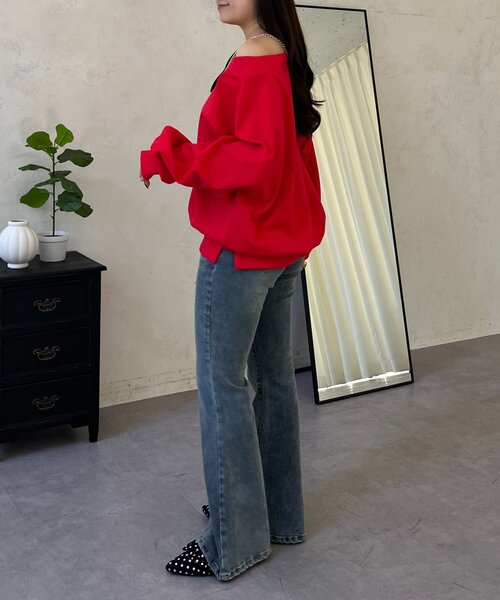 prose verse（プロズヴェール）の「ボートネック裾メタルスウェット（Tシャツ/カットソー・レディース・グレー/ブラック/レッド/サックスブルー/イエロー・FREE）」の6枚目の写真