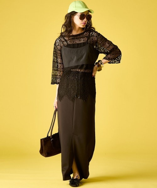 GEVS.（ジェイヴィス）の「カットソーロングスカート＜大きいサイズ有＞GEVS.（スカート・レディース・ブラック/グレー・M/L/LL/3L/4L/5L）」の6枚目の写真