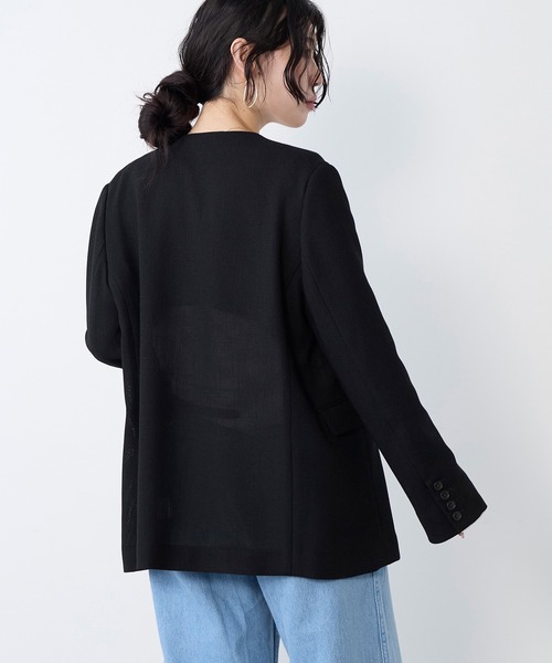 MICA&DEAL（マイカ＆ディール）の「カラミノーカラージャケット（その他アウター・レディース・ブラウン/ホワイト×ブラック/ブラック・FREE）」の5枚目の写真