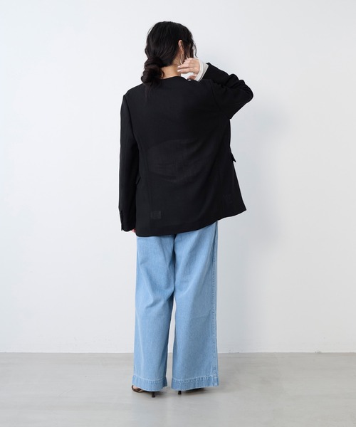 MICA&DEAL（マイカ＆ディール）の「カラミノーカラージャケット（その他アウター・レディース・ブラウン/ホワイト×ブラック/ブラック・FREE）」の9枚目の写真