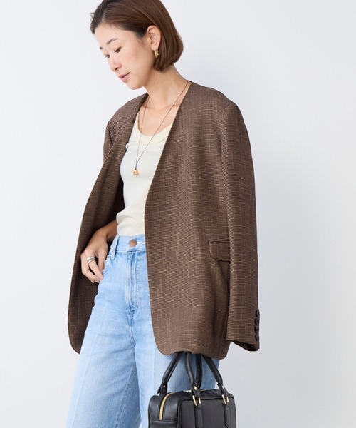 MICA&DEAL（マイカ＆ディール）の「カラミノーカラージャケット（その他アウター・レディース・ブラウン/ホワイト×ブラック/ブラック・FREE）」の16枚目の写真