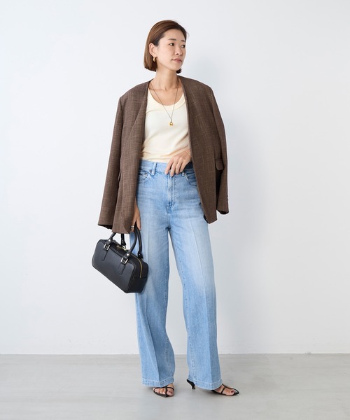 MICA&DEAL（マイカ＆ディール）の「カラミノーカラージャケット（その他アウター・レディース・ブラウン/ホワイト×ブラック/ブラック・FREE）」の18枚目の写真