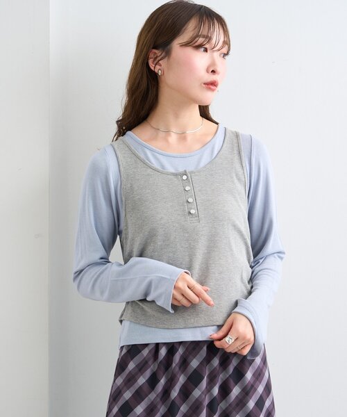 一部店舗限定/4色展開】B タンクSETロンTEE（Tシャツ/カットソー