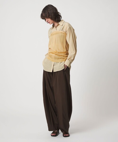 6(ロク)の「<6(ROKU)>チドリステッチ シャツ(シャツ/ブラウス・レディース・ナチュラル/ダークグレー・FREE)」の2枚目の写真