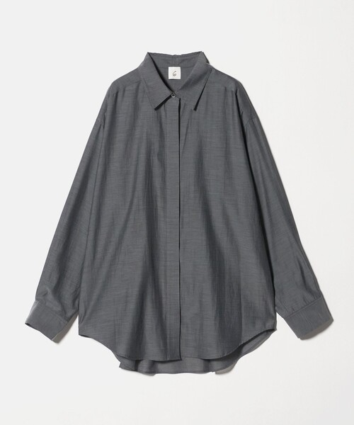6(ロク)の「<6(ROKU)>チドリステッチ シャツ(シャツ/ブラウス・レディース・ナチュラル/ダークグレー・FREE)」の7枚目の写真