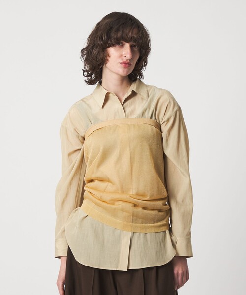 6(ロク)の「<6(ROKU)>チドリステッチ シャツ(シャツ/ブラウス・レディース・ナチュラル/ダークグレー・FREE)」の10枚目の写真