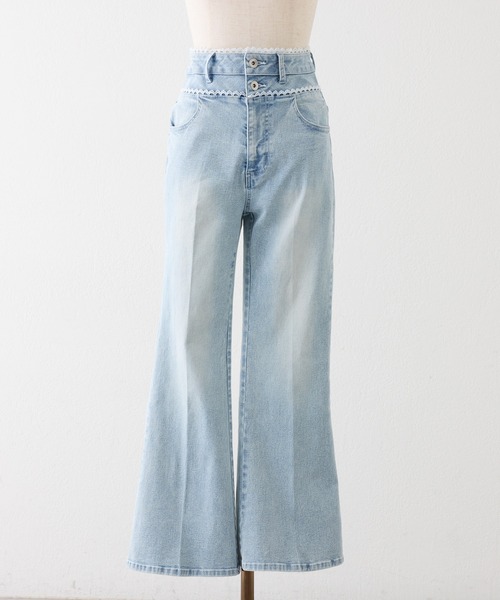 one after another NICE CLAUP(ワンアフターアナザーナイスクラップ)の「【サイズ展開あり】ウエストレース美脚フレアデニム(デニムパンツ・レディース・ブルー/サックスブルー/グレー・MEDIUM/SMALL)」の9枚目の写真