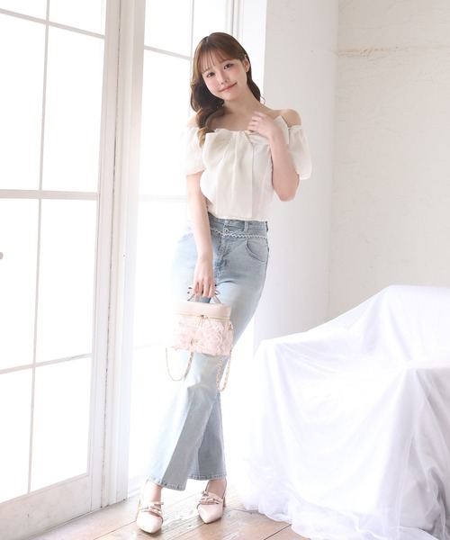 one after another NICE CLAUP(ワンアフターアナザーナイスクラップ)の「【サイズ展開あり】ウエストレース美脚フレアデニム(デニムパンツ・レディース・ブルー/サックスブルー/グレー・MEDIUM/SMALL)」の19枚目の写真