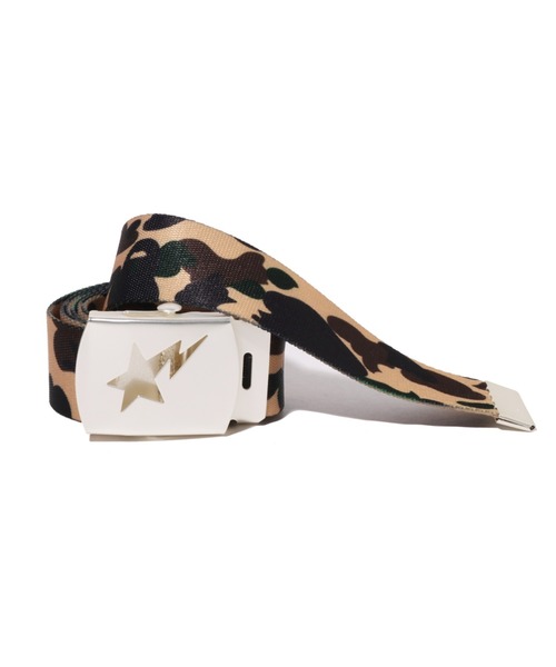 A BATHING APE(アベイシングエイプ)の「1ST CAMO STA GI BELT(ベルト・メンズ・グリーン/イエロー・FREE)」の2枚目の写真