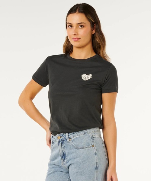 rip curl(リップカール)の「RIP CURL/リップカール 半袖Tシャツ レディース RC HEART LOGOS TEE 0MWWTE(Tシャツ/カットソー・レディース・スミクロ/グリーン・S/XS)」の2枚目の写真