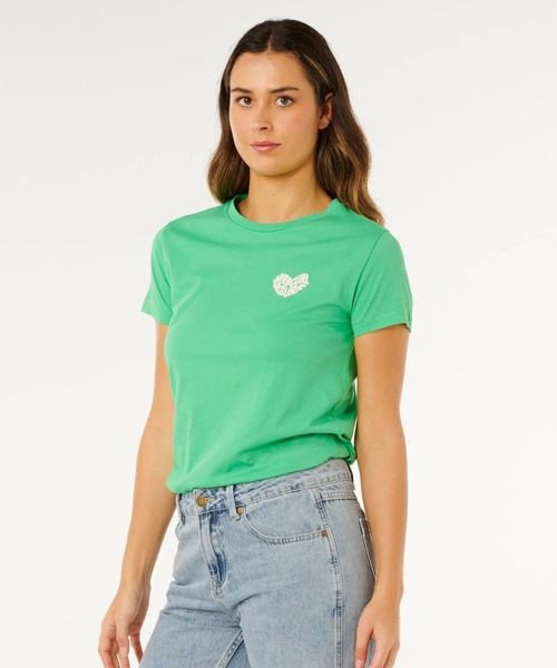 rip curl(リップカール)の「RIP CURL/リップカール 半袖Tシャツ レディース RC HEART LOGOS TEE 0MWWTE(Tシャツ/カットソー・レディース・スミクロ/グリーン・S/XS)」の1枚目の写真