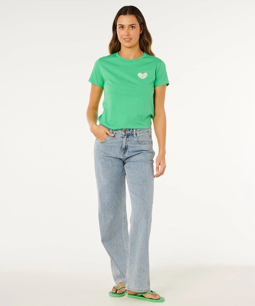 rip curl(リップカール)の「RIP CURL/リップカール 半袖Tシャツ レディース RC HEART LOGOS TEE 0MWWTE(Tシャツ/カットソー・レディース・スミクロ/グリーン・S/XS)」の6枚目の写真