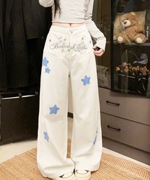 core core（コアコア）の「スター×ロゴ刺繍ワイドパンツ（その他パンツ）」
