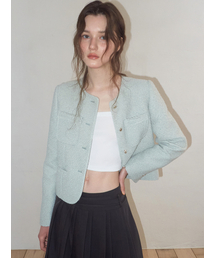 Welt Fringe Tweed Jacket, Mint