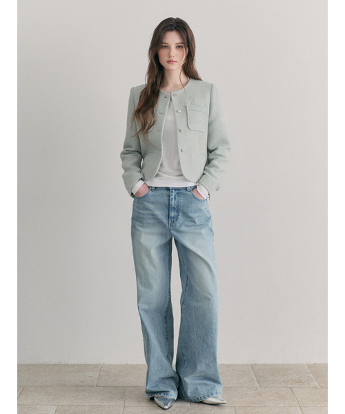ETMON(エトモン)の「Welt Fringe Tweed Jacket, Mint(その他アウター・レディース・その他・SMALL/MEDIUM)」の2枚目の写真