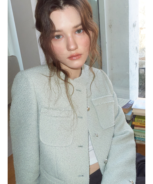 ETMON(エトモン)の「Welt Fringe Tweed Jacket, Mint(その他アウター・レディース・その他・SMALL/MEDIUM)」の5枚目の写真