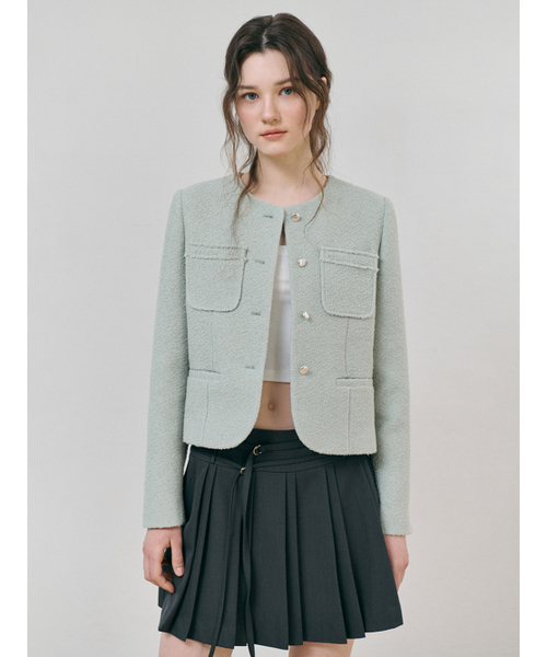 ETMON(エトモン)の「Welt Fringe Tweed Jacket, Mint(その他アウター・レディース・その他・SMALL/MEDIUM)」の6枚目の写真
