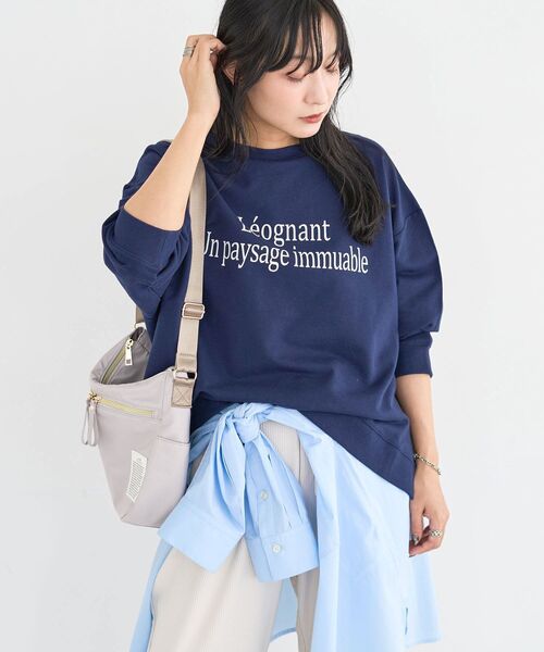 Green　Parks（グリーンパークス）の「七分袖ロゴ裏毛プルオーバー（Tシャツ/カットソー・レディース・ピンク/ネイビー/杢グレー/オフホワイト・FREE）」の8枚目の写真