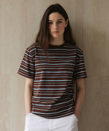 STUDIO&PARC（スタジオアンドパルク）の「Multi Striped Short Sleeve T-Shirt_Brown（Tシャツ/カットソー）」