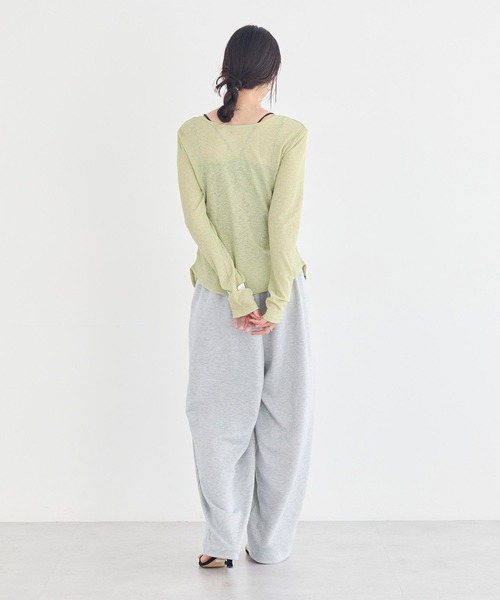 earth music&ecology（アースミュージックアンドエコロジー）の「【2026SS】シアーワッフルタックボタントップス（Tシャツ/カットソー・レディース・ブラウン/レッド/ライトグリーン/オフホワイト・FREE）」の10枚目の写真