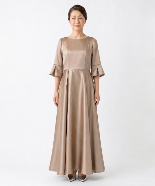kaene(カエン)の「エクラサテンドレス【eneak マザーズドレス 結婚式 母親 親族】(ドレス・レディース・ブラック/チャコール/モカ・M/L/S)」の17枚目の写真