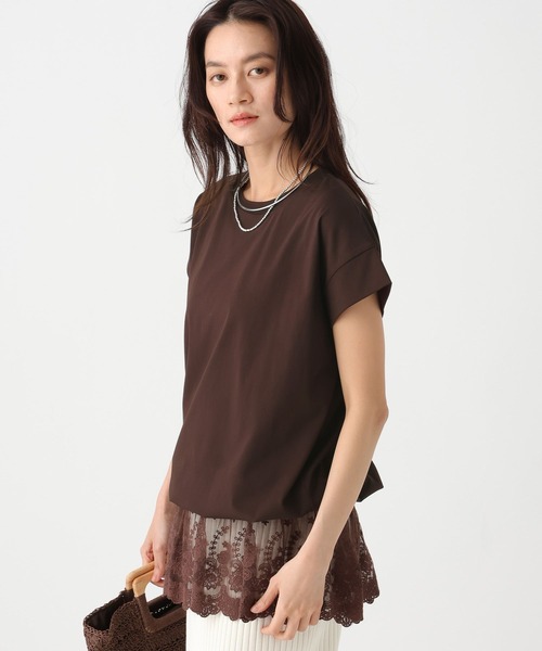 Elura（エルーラ）の「サマ見えドロストTシャツ/661800（Tシャツ/カットソー・レディース・ダークブラウン/ホワイト/グレイッシュベージュ/ブラック・FREE）」の3枚目の写真