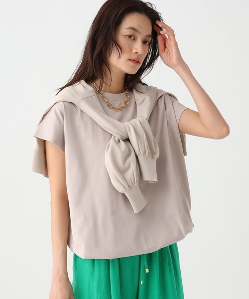 Elura（エルーラ）の「サマ見えドロストTシャツ/661800（Tシャツ/カットソー・レディース・ダークブラウン/ホワイト/グレイッシュベージュ/ブラック・FREE）」の4枚目の写真