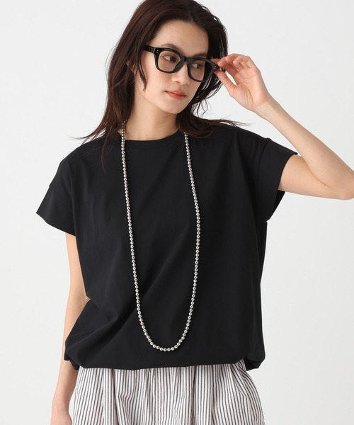 Elura（エルーラ）の「サマ見えドロストTシャツ/661800（Tシャツ/カットソー・レディース・ダークブラウン/ホワイト/グレイッシュベージュ/ブラック・FREE）」の2枚目の写真