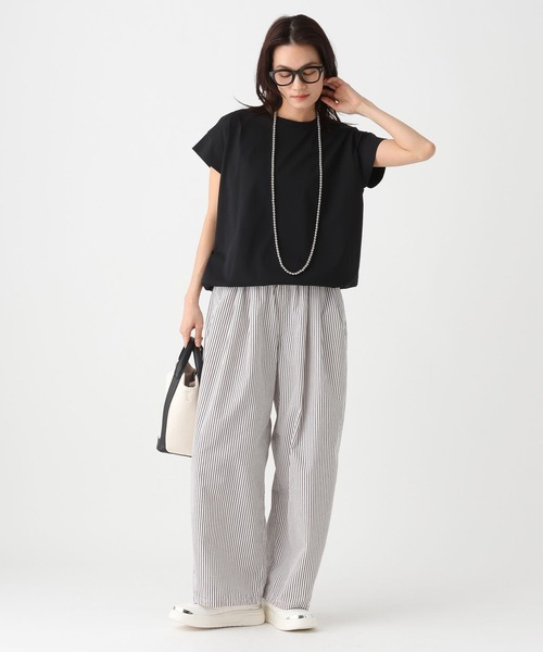 Elura（エルーラ）の「サマ見えドロストTシャツ/661800（Tシャツ/カットソー・レディース・ダークブラウン/ホワイト/グレイッシュベージュ/ブラック・FREE）」の9枚目の写真