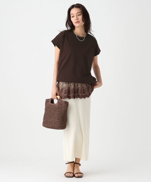 Elura（エルーラ）の「サマ見えドロストTシャツ/661800（Tシャツ/カットソー・レディース・ダークブラウン/ホワイト/グレイッシュベージュ/ブラック・FREE）」の19枚目の写真