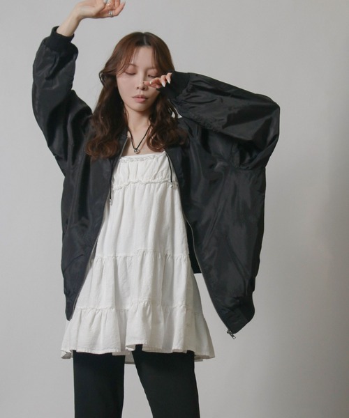 NYLAUS(ナイラス)の「【SG】シャーリングMA-1ブルゾン ロングMA-1(MA-1・レディース・アイボリー/ブラック/カーキ・L/M)」の11枚目の写真