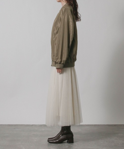 NYLAUS(ナイラス)の「【SG】シャーリングMA-1ブルゾン ロングMA-1(MA-1・レディース・アイボリー/ブラック/カーキ・L/M)」の22枚目の写真
