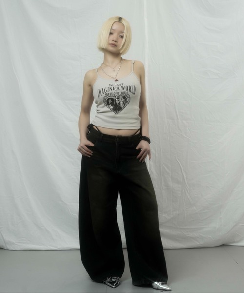 sedacle girl(セダクルガール)の「カップ付きデザインキャミソール(キャミソール・レディース・ブラック/アイボリー・MEDIUM/SMALL)」の10枚目の写真