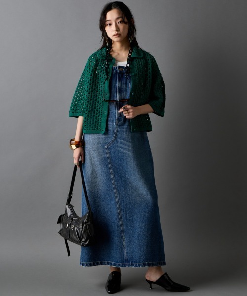 GEVS.(ジェイヴィス)の「綿100%デニムジャンパースカート<大きいサイズ有>GEVS.(ジャンパースカート・レディース・ネイビー系/ブルー系・L/M/5L/4L/3L/LL)」の3枚目の写真